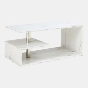 Mesa de centro Haarlem con gaveta 90x50x41 cm Mármore branco en.casa