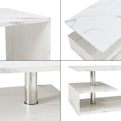 Mesa de centro Haarlem con gaveta 90x50x41 cm Mármore branco en.casa