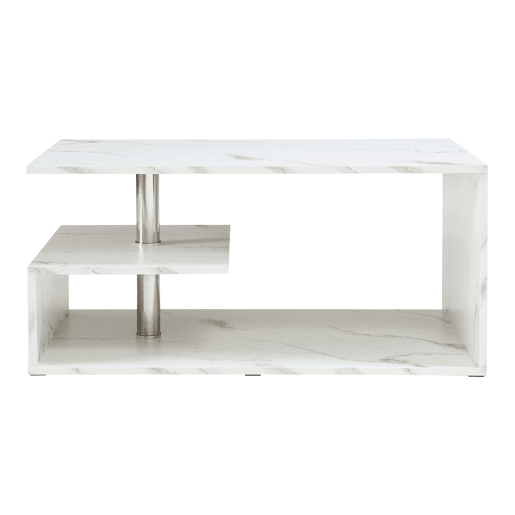 Mesa de centro Haarlem con gaveta 90x50x41 cm Mármore branco en.casa