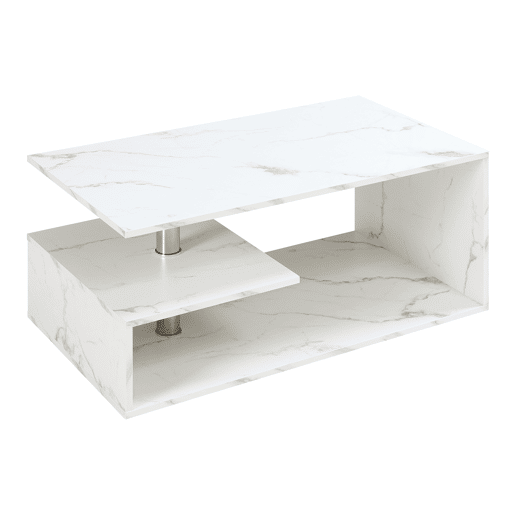 Mesa de centro Haarlem con gaveta 90x50x41 cm Mármore branco en.casa
