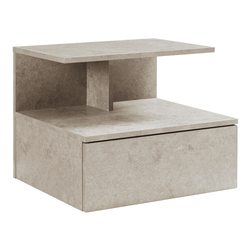Mesa de cabeceira de parede Amberg com gaveta 40x35x31cm Aspeto de betão clara en.casa