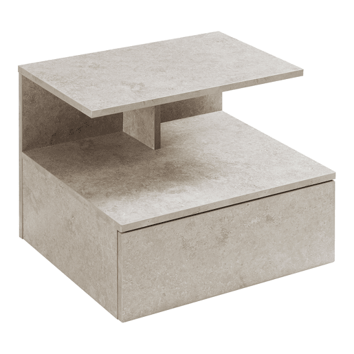 Mesa de cabeceira de parede Amberg com gaveta 40x35x31cm Aspeto de betão clara en.casa