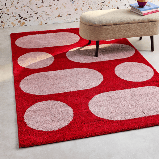 Tapete de interior com padrão moderno, Joyce, Vermelho, 230x160x2 cm