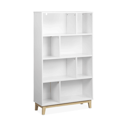Estante com efeito de madeira e 4 prateleiras, Floki, Branco, 80x30x138 cm