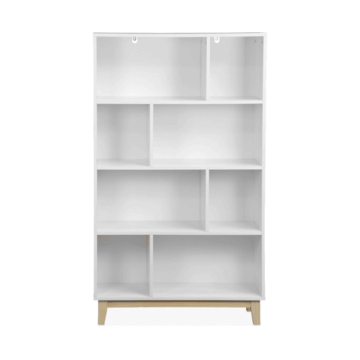 Estante com efeito de madeira e 4 prateleiras, Floki, Branco, 80x30x138 cm
