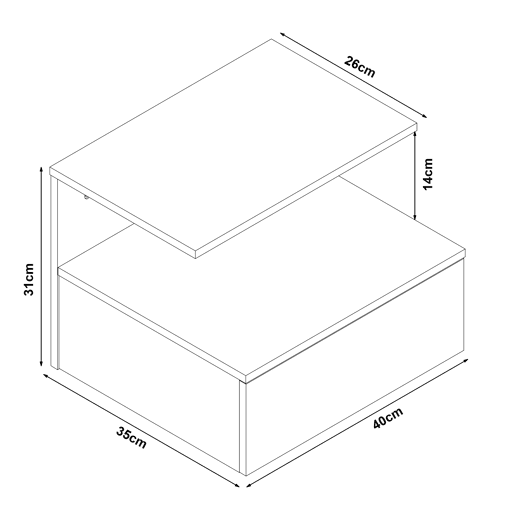 Mesa de cabeceira de parede Amberg com gaveta 40x35x31cm Cinzento claro en.casa