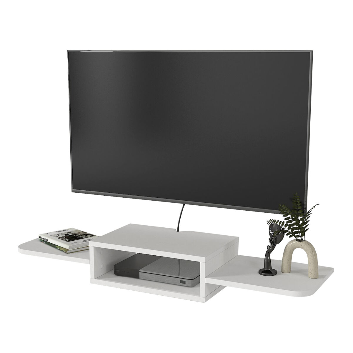 Mueble de tv flotante tar con 2 estantes 115x30x16 cm - blanco [en.casa]