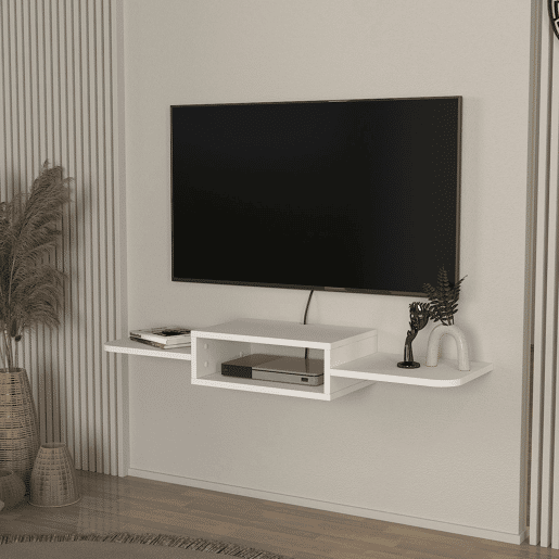 Móvel de TV suspenso Tar com 3 prateleiras 115x30x16 cm Branco en.casa Móvel de TV suspenso Tar com 3 prateleiras 115x30x16 cm Branco en.casa