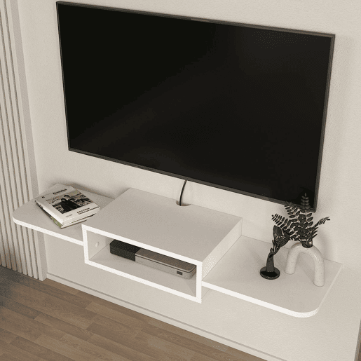 Móvel de TV suspenso Tar com 3 prateleiras 115x30x16 cm Branco en.casa Móvel de TV suspenso Tar com 3 prateleiras 115x30x16 cm Branco en.casa