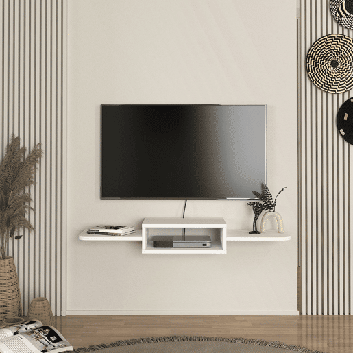 Móvel de TV suspenso Tar com 3 prateleiras 115x30x16 cm Branco en.casa Móvel de TV suspenso Tar com 3 prateleiras 115x30x16 cm Branco en.casa