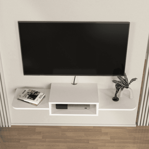 Móvel de TV suspenso Tar com 3 prateleiras 115x30x16 cm Branco en.casa Móvel de TV suspenso Tar com 3 prateleiras 115x30x16 cm Branco en.casa