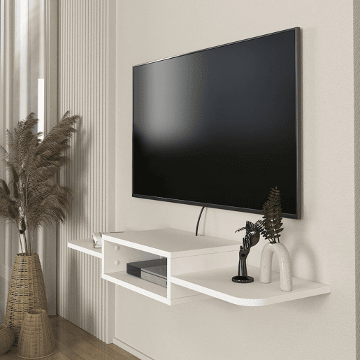 Móvel de TV suspenso Tar com 3 prateleiras 115x30x16 cm Branco en.casa Móvel de TV suspenso Tar com 3 prateleiras 115x30x16 cm Branco en.casa