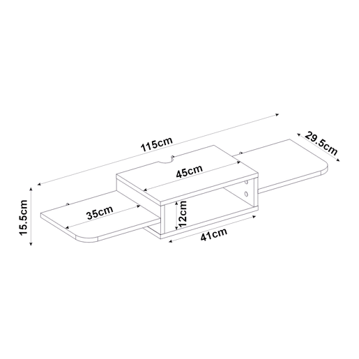 Móvel de TV suspenso Tar com 3 prateleiras 115x30x16 cm Branco en.casa Móvel de TV suspenso Tar com 3 prateleiras 115x30x16 cm Branco en.casa