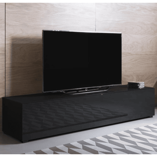 Móvel TV Sala de estar e jantar Preto 160x40x32 1 porta Luke H2 Muebles Bonitos
