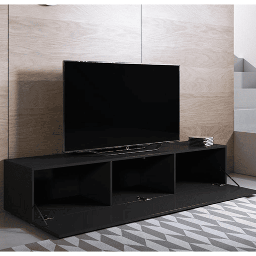 Móvel TV Sala de estar e jantar Preto 160x40x32 1 porta Luke H2 Muebles Bonitos