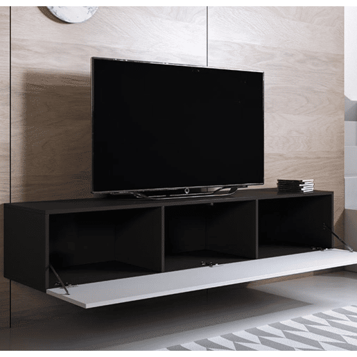 Móvel TV Sala de estar e jantar PretoBranco 160x40x30 1 porta Luke H2 Muebles Bonitos
