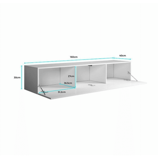Móvel TV Sala de estar e jantar PretoBranco 160x40x30 1 porta Luke H2 Muebles Bonitos