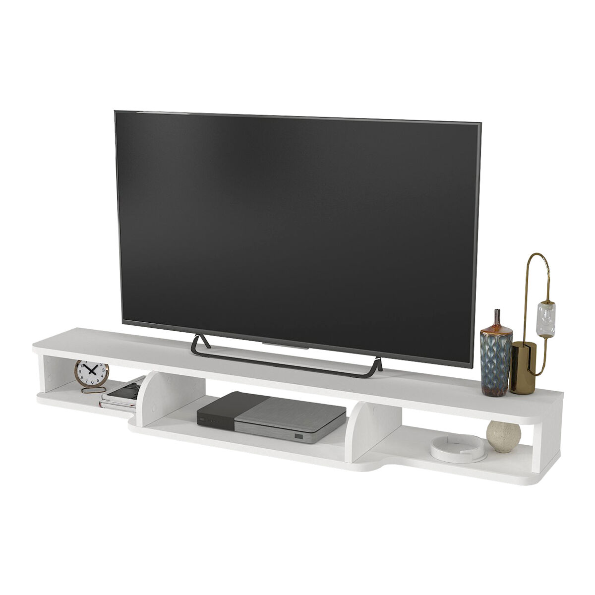 Mueble de tv aar con 3 compartimentos 135x30x16cm - blanco [en.casa]
