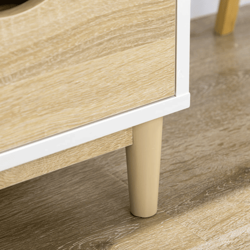 HOMCOM Móvel de TV Móvel para Televisores de até 55 com Prateleiras de Armazenamento e 4 Gavetas para Sala de Estar 120x40x44,5cm Branco e Carvalho HOMCOM Móvel de TV Móvel para Televisores de até 55 com Prateleiras de Armazenamento e 4 Gavetas para Sala de Estar 120x40x44,5cm Branco e Carvalho
