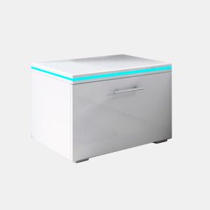 Mesa de cabeceira Quarto de dormir Branco 50x45x36,5 1 gaveta LED Victoria Muebles Bonitos