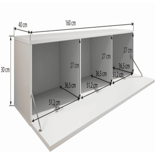 Móvel TV Suspenso Sala de estar e jantar Branco 160x40x30 1 porta Nora H2 Muebles Bonitos