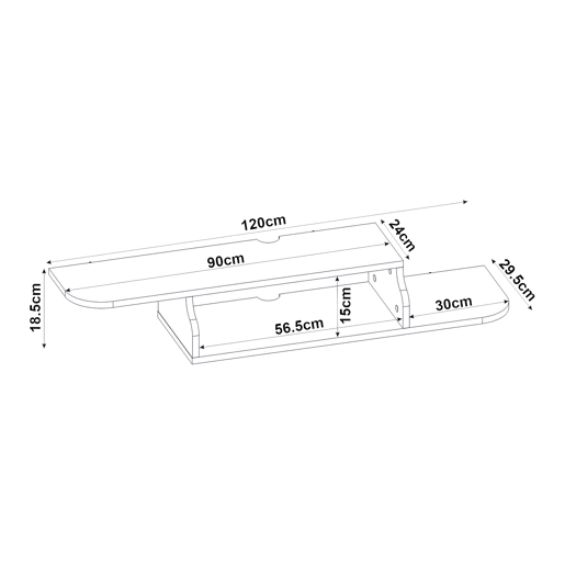 Prateleira de parede para TV Kershaby com compartimento abertos 120x30x19 cm Branco en.casa