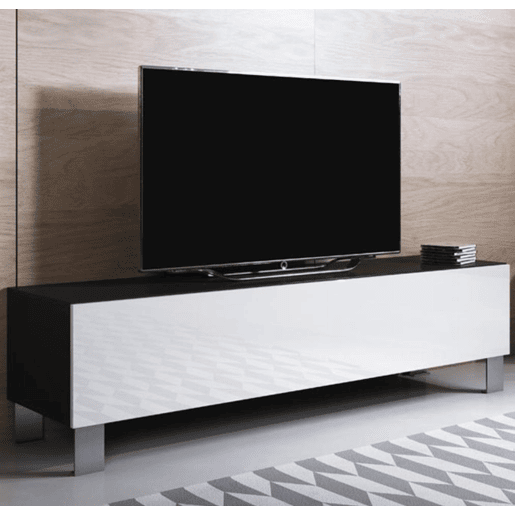 Móvel TV Sala de estar e jantar PretoBranco 160x40x42 1 porta Luke H2 Muebles Bonitos