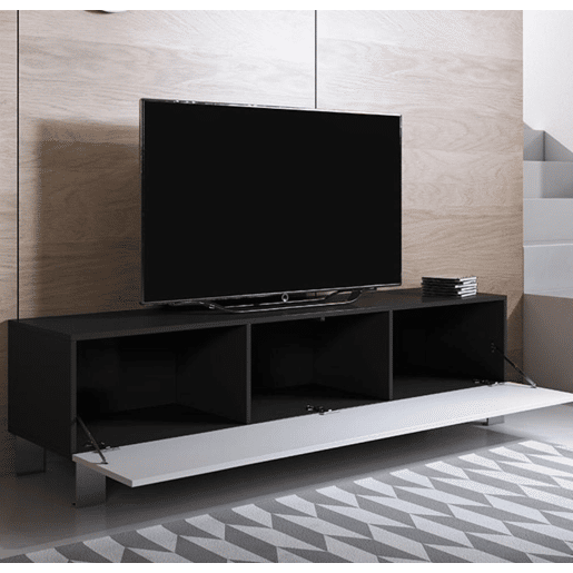 Móvel TV Sala de estar e jantar PretoBranco 160x40x42 1 porta Luke H2 Muebles Bonitos