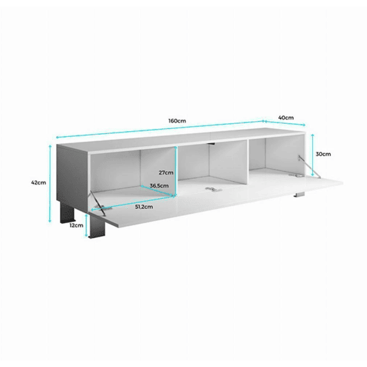 Móvel TV Sala de estar e jantar PretoBranco 160x40x42 1 porta Luke H2 Muebles Bonitos