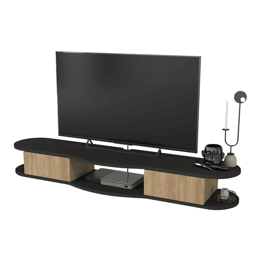 Mesa suspensa para TV Nyskiri com compartimentos 150x35x19 cm antracitecarvalho en.casa