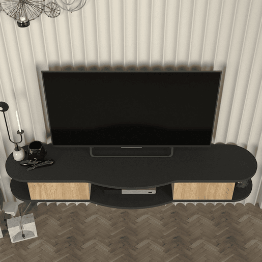 Mesa suspensa para TV Nyskiri com compartimentos 150x35x19 cm antracitecarvalho en.casa