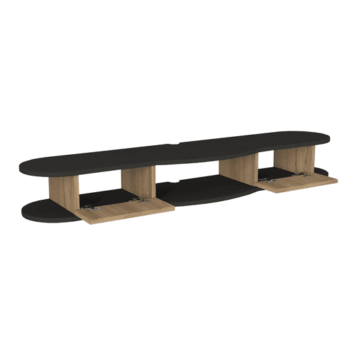 Mesa suspensa para TV Nyskiri com compartimentos 150x35x19 cm antracitecarvalho en.casa