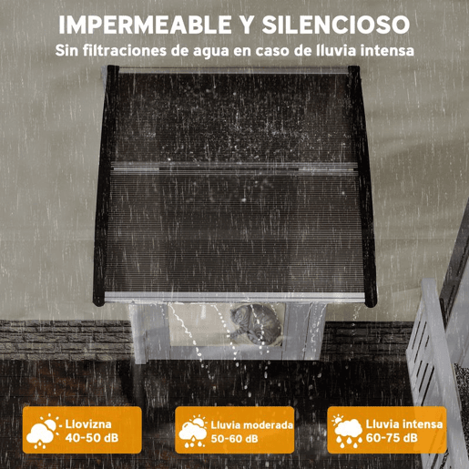 Outsunny Marquise Exterior para Portas e Janelas, 103x96,5 cm, Cobertura de Proteção contra Sol e Chuva, com Painel de Policarbonato, Suportes de PP e Barra de Alumínio, Castanho