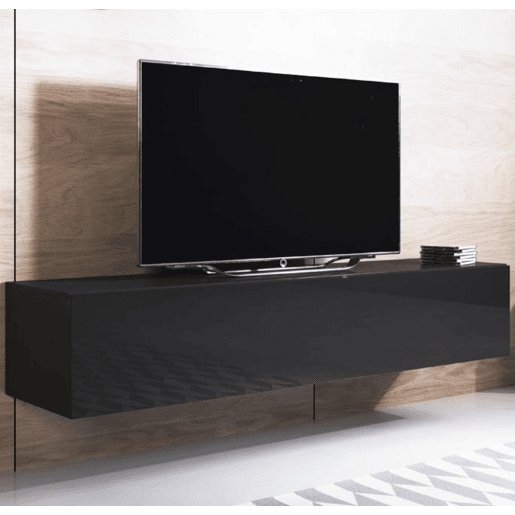 Móvel TV Sala de estar e jantar Preto 160x40x30 1 porta Luke H2 Muebles Bonitos