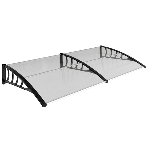 Outsunny Marquise Exterior para Portas e Janelas, 200x96 cm, Cobertura de Proteção contra Sol e Chuva, com Placa de Policarbonato, Suportes de PP e Reglete de Alumínio, Transparente