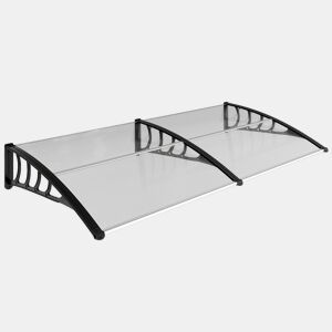 Outsunny Marquise Exterior para Portas e Janelas, 200x96 cm, Cobertura de Proteção contra Sol e Chuva, com Placa de Policarbonato, Suportes de PP e Reglete de Alumínio, Transparente