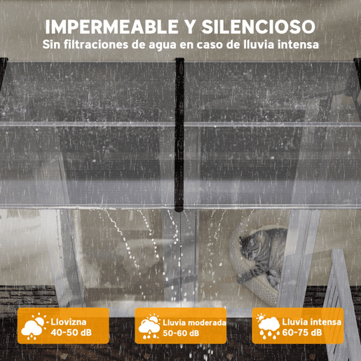 Outsunny Marquise Exterior para Portas e Janelas, 200x96 cm, Cobertura de Proteção contra Sol e Chuva, com Placa de Policarbonato, Suportes de PP e Reglete de Alumínio, Transparente