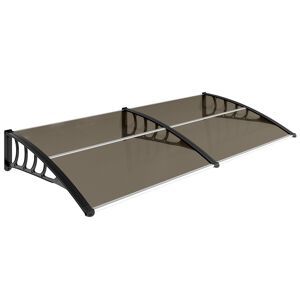 Outsunny Marquise Exterior para Portas e Janelas, 200x96 cm, Cobertura de Proteção contra Sol e Chuva, com Painel de Policarbonato, Suportes de PP e Barra de Alumínio, Castanho