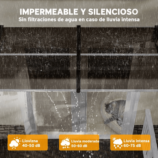 Outsunny Marquise Exterior para Portas e Janelas, 200x96 cm, Cobertura de Proteção contra Sol e Chuva, com Painel de Policarbonato, Suportes de PP e Barra de Alumínio, Castanho