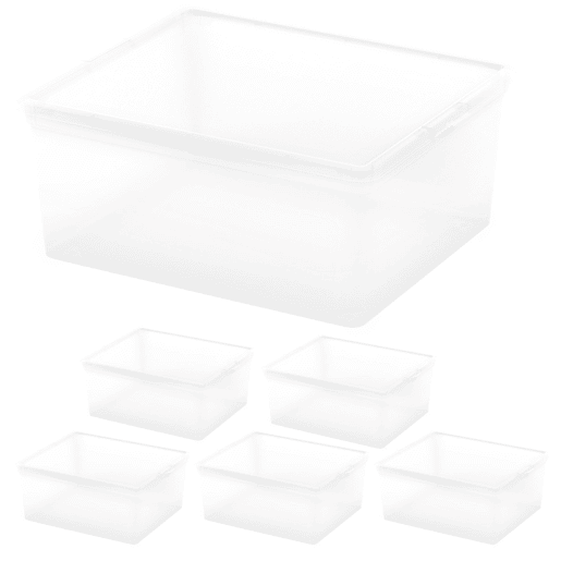 Curver Pack de 6 caixas de arrumação com tampa C-Box 18L transparente