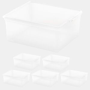 Curver Pack de 6 caixas de arrumação com tampa C-Box 18L transparente