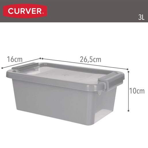 Curver Pack 5 caixas de arrumação com tampa Bi-Box 3L cinzento
