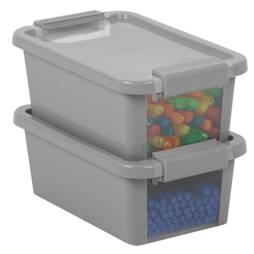 Curver Pack 5 caixas de arrumação com tampa Bi-Box 3L cinzento
