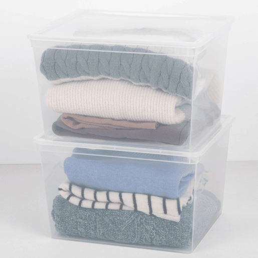 Curver Pack de 6 caixas de arrumação com tampa C-Box 27L transparente