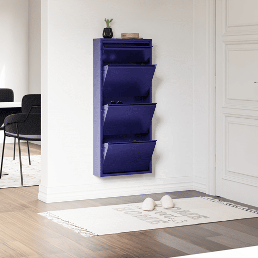 Sapateira Sokndal com 3+1 portas 118x50x15 cm metal - Azul escuro en.casa