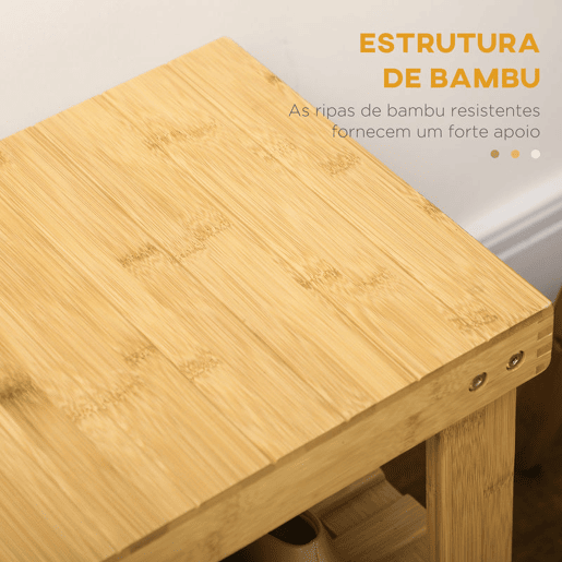 HOMCOM Banco Sapateira de Bambu Sapateira com Assento Organizador de Sapatos com 2 Prateleiras para 6-9 Pares de Sapatos para Entrada Sala de Estar Dormitório 70x28x45 cm Madeira