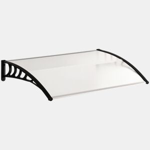 Outsunny Marquise de Proteção 122x89 cm para Portas e Janelas Contra Sol e Chuva Telhado de Proteção com Desenho Moderno Transparente e Preto