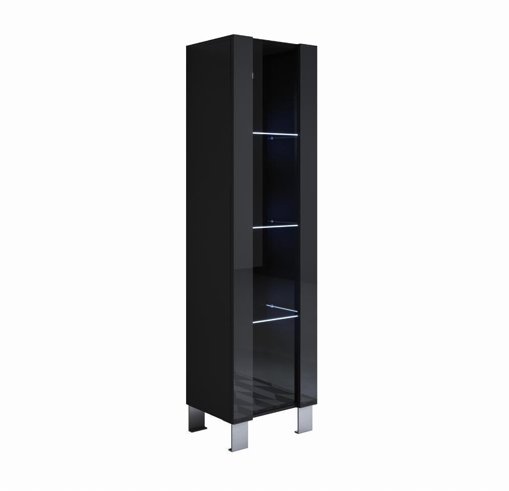 Vitrina salón comedor negro 40x29x177 1 puerta led luke v5 muebles bonitos