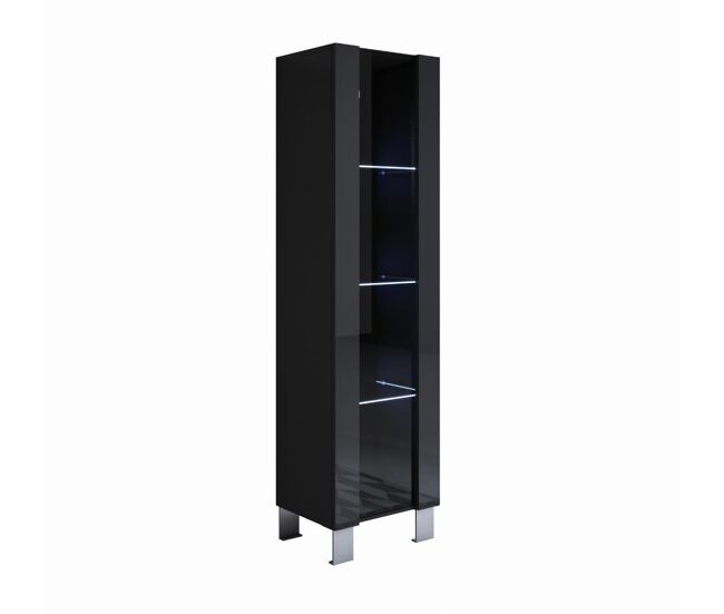 Vitrina salón comedor negro 40x29x177 1 puerta led luke v5 muebles bonitos