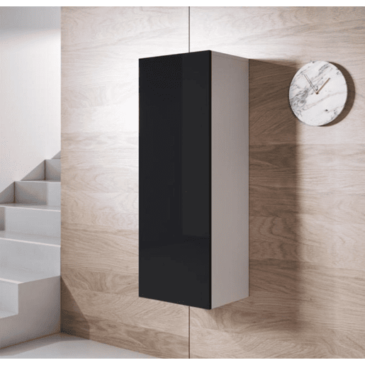 Vitrine Sala de estar e jantar BrancoPreto 40x29x126 1 porta Luke V1 Muebles Bonitos